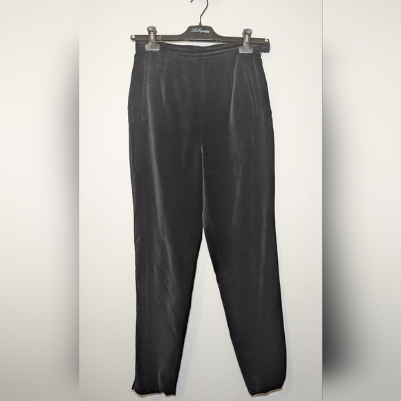 Vintage Lilly Pulitzer Black Velvet Tapered Pants with Darting Women's Size 10 - Picture 1 of 3